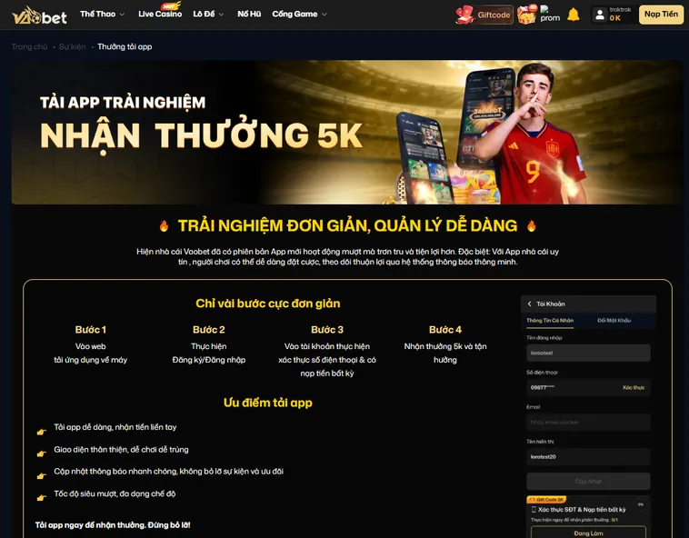 Hướng Dẫn Các Bước Nhận Thưởng Cho Mọi Người Chơi Tại VaoBet