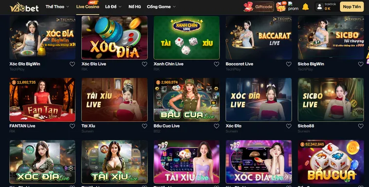 Trải Nghiệm Đỉnh Cao Cá Cược Trực Tuyến Tại Sảnh Live Casino VaoBet Uy Tín