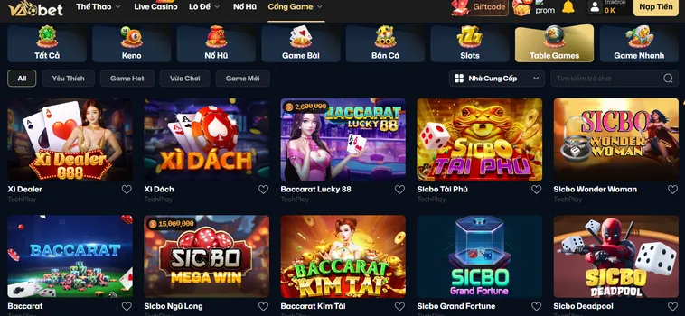 Trải Nghiệm Các Trò Chơi Đỉnh Cao Cùng Hệ Thống Table Game VaoBet Uy Tín Hiện Nay